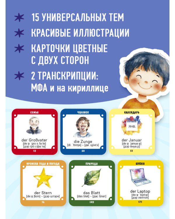 Карточки для запоминания английских слов. Начальный уровень (набор 365 шт.)