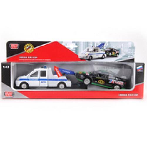 "ТЕХНОПАРК" (игрушки для мальчиков) (Умка) МАШИНА "ТЕХНОПАРК" МЕТАЛЛ. ИНЕРЦ. ЭВАКУАТОР ДПС С МАШИНКОЙ, СВЕТ+ЗВУК В КОР. в кор.2*12шт