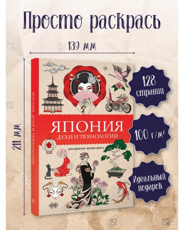 Япония. Духи и технологии. Раскраска антистресс