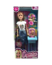 Кукла 29 см София, руки и ноги сгиб, младенец, стул для кормления, акс, кор КАРАПУЗ в кор.24шт