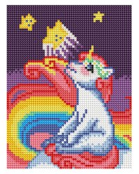Алмаз. мозаика (класс) 17х22 см, с подр., с полн. заполн. (16цв.) ЕДИНОРОГ НА РАДУГЕ (Арт. AC17064)
