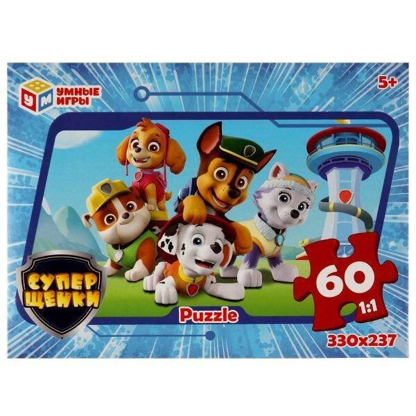 ПАЗЛЫ в коробке 60 деталей (Умка) Суперщенки. Puzzle 60. 190х141х35мм. Умные игры в кор.24шт