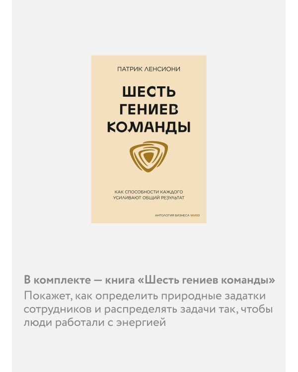 Комплект "Антология бизнеса МИФ" (4 книги в обечайке: 12778 Пять пороков команды; 12780 Ген директора; 12782 Гении и аутсайдеры; 12781 Шесть гениев ко