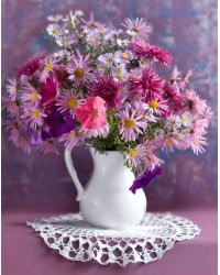 Алмаз. мозаика (блест.) 30х40см, без подр., с част. заполн. (24цв.) ЦВЕТЫ В КУВШИНЕ (Арт. ASG026)