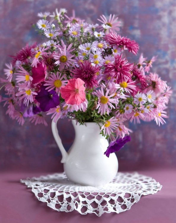 Алмаз. мозаика (блест.) 30х40см, без подр., с част. заполн. (24цв.) ЦВЕТЫ В КУВШИНЕ (Арт. ASG026)