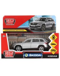 Машина металл SKODA KODIAQ МАТОВЫЙ 12 см, двери, багаж, инер, серый, кор. Технопарк в кор.2*36шт