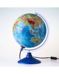 Глобус Земли физико-политический с подсветкой. Диаметр 250мм