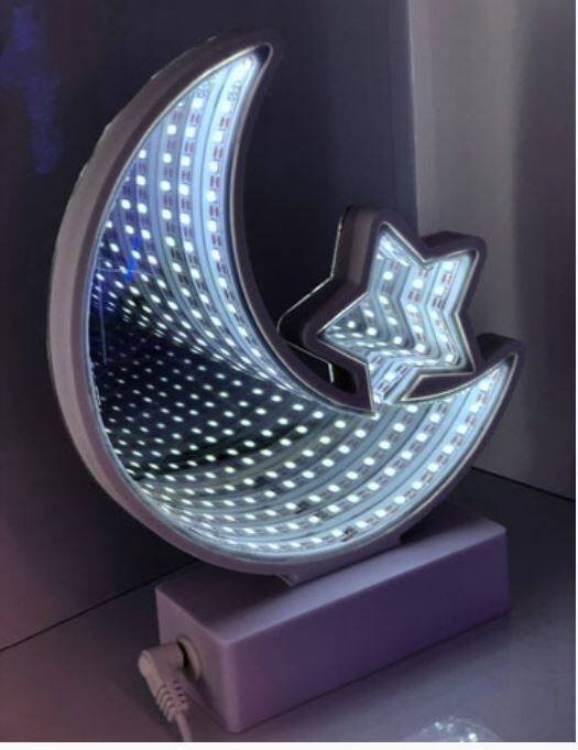 Зеркальные светильники (MILAND) Зеркальный 3D светильник Луна и звезда, белый свет УД-9718