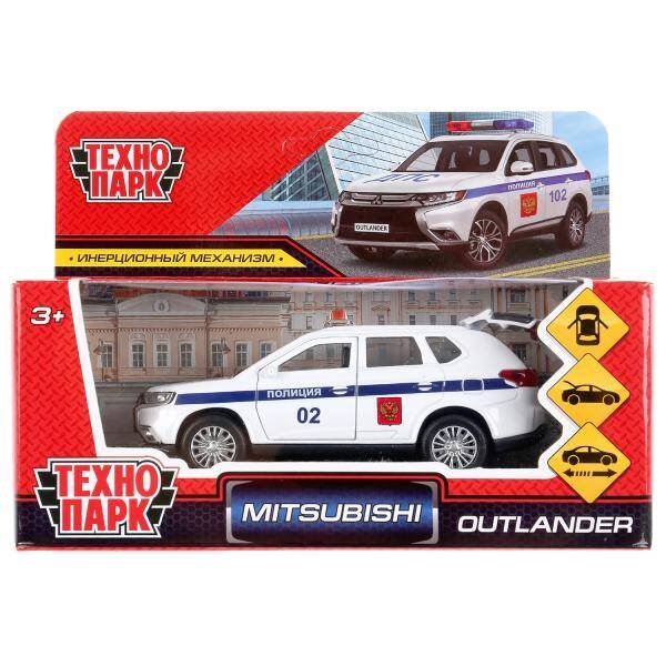 Машина металл "mitsubishi outlander полиция" 12см, откр дв, инерц.белый в кор. Технопарк в кор2*36шт