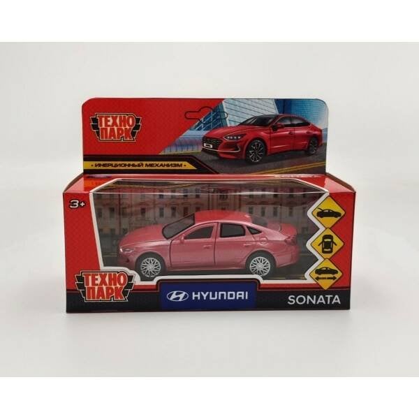 ЛЕГКОВОЙ ТРАНСПОРТ (Умка) Машина металл HYUNDAI SONATA длина 12 см, двери, багаж, инерц, красный, кор. Технопарк в кор.2*36шт