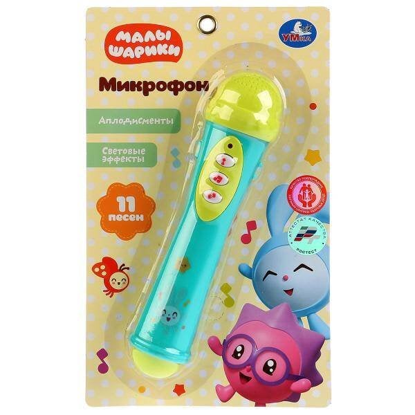 Микрофон. 11 песен из м/ф Малышарики. ТМ "УМКА" на бат. со светом на блистере (русс уп) в кор.2*72шт