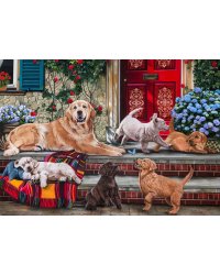 Алмаз. мозаика (класс.) 30х40 см, с подр., с полн. заполн. (34цв.) СЕМЬЯ ЛАБРАДОРОВ. Арт. ST984