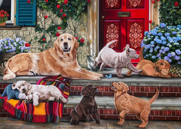 Алмаз. мозаика (класс.) 30х40 см, с подр., с полн. заполн. (34цв.) СЕМЬЯ ЛАБРАДОРОВ. Арт. ST984