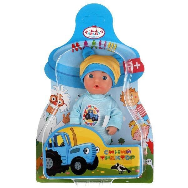 КУКЛЫ СИНИЙ ТРАКТОР (Умка) Пупс функц Синий ТРАКТОР 15см, пьет, пис, бутылочка, на блистере КАРАПУЗ в кор.72шт