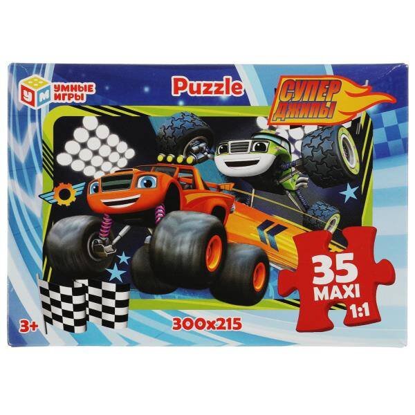 ПАЗЛЫ в коробке 35 деталей большие (Умка) Суперджипы. Макси-пазлы в коробке. Пазл 35 деталей. 180х127х35мм. Умные игры в кор.24шт