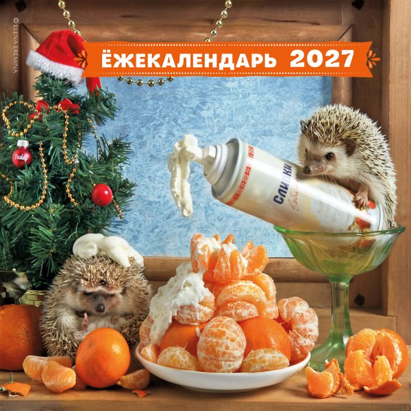 Обложка книги «Ёжекалендарь. Мандаринки со сливками. Календарь настенный на 2027 год (300х300)», ISBN 9785042399398
