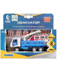 Машина металл KAMAZ ЭВАКУАТОР, 12 см, дв., подв.дет., инерц.+скорая 7,5 см Технопарк в кор.2*24шт