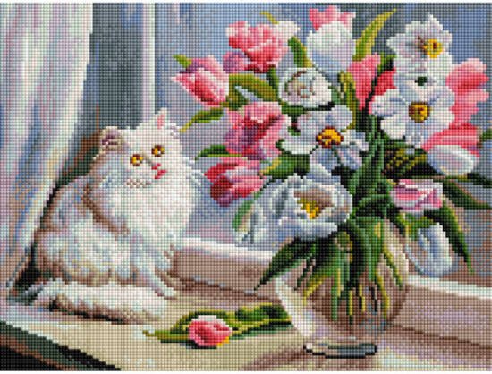 Мозаика на подрамнике (Белоснежка) 3441-ST-S Весна на окошке