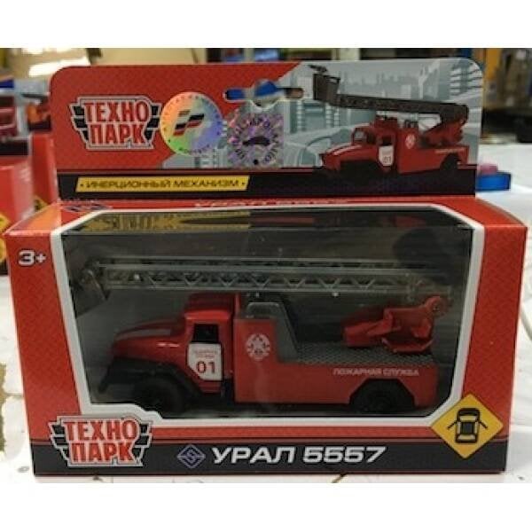 "ТЕХНОПАРК" БЕЗ СВЕТА И ЗВУКА (Умка) МАШИНА "ТЕХНОПАРК" МЕТАЛЛ. ИНЕРЦ. УРАЛ ПОЖАРНАЯ МАШИНА 12СМ, ОТКРЫВ. ДВЕРИ В РУСС. КОР. в кор.2*24шт