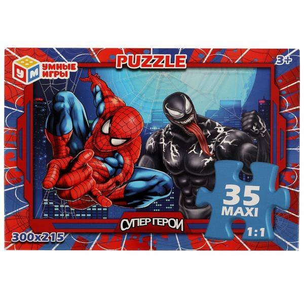 ПАЗЛЫ в коробке 35 деталей большие (Умка) Супергерои. Макси-пазлы в коробке. Пазл 35 деталей. 180х127х35мм. Умные игры в кор.24шт