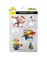 Наклейки новогодние гелевые "Миньоны", диз. 3