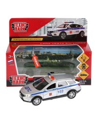 Машина металл свет-звук LADA VESTA SW CROSS ПОЛИЦИЯ 12см, открыв. двери 9748P Технопарк в кор.2*36шт