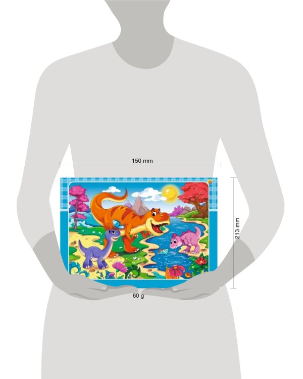 ПАЗЛ-РАМКА. 12 элементов. 15х21 см. Динозавры №6 (Арт. П-3176)