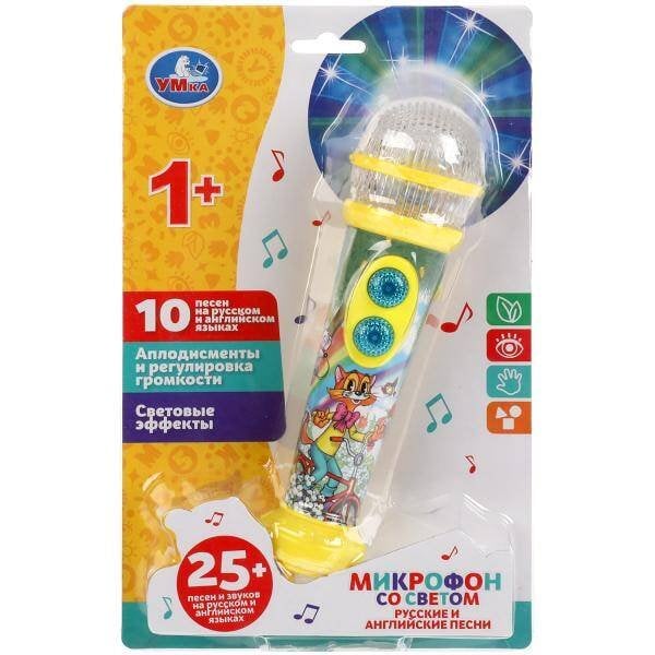 Микрофон со светом 25 песен,звуков на рус и англ языках, аплодисменты.блист.бат. Умка в кор.72шт