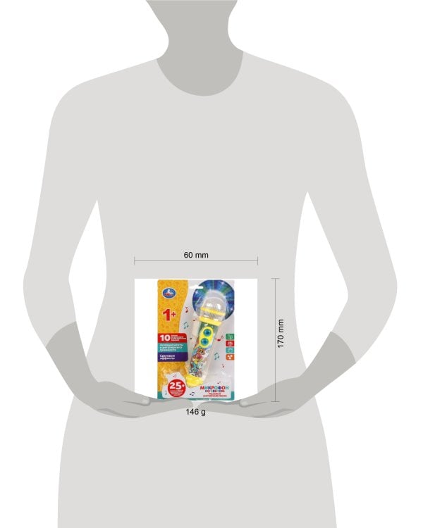 Микрофон со светом 25 песен,звуков на рус и англ языках, аплодисменты.блист.бат. Умка в кор.72шт