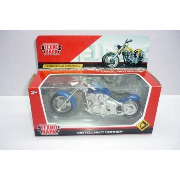 "ТЕХНОПАРК" (Умка) МОДЕЛЬ "ТЕХНОПАРК" МЕТАЛЛ. "МОТОЦИКЛ ЧОППЕР" 14,5СМ, ПОДВИЖ. ЭЛЕМЕНТЫ В РУСС. КОР. в кор.2*54шт