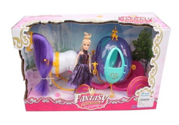 Карета с куклой.Сказочная карета(кукла,лошадь ход,звук,2*ААне в ком,в кор.)(40х13х21см)(арт.2044441)