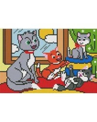Алмаз. мозаика (класс.) 22х32 см, с подр., с полн. заполн. (16цв.) КОШКА С КОТЯТАМИ (Арт. AC22082)