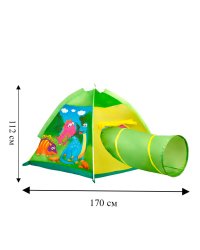 Палатка игровая с туннелем (170х112х94см) "Динозаврики"(в коробке) (Арт. 8351)