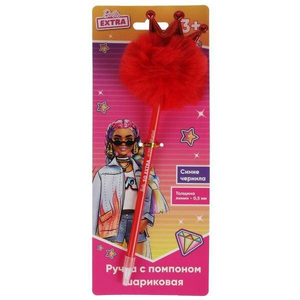 Ручка шариковая БАРБИ с красным пуш.топпером, barbie extra, блистер Умка в кор.6*36шт
