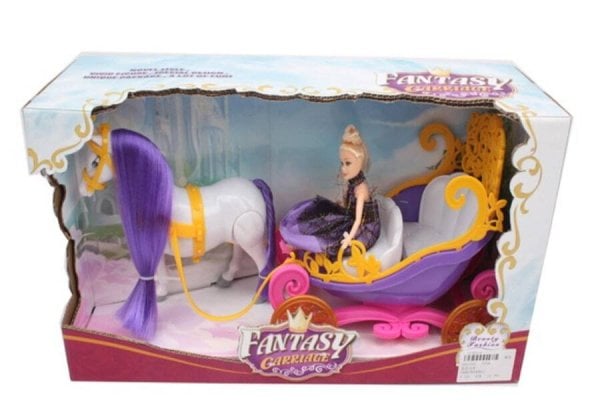 02. КАРЕТЫ, ТРАНСПОРТ ДЛЯ КУКОЛ (Рыжий Кот) Карета с куклой.Сказочная прогулка(кукла,лошадь ход,звук,2*ААне в коv,в кор.)(40х13х21см)арт.2044440