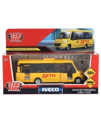 Машина металл АВТОБУС IVECO DAILY VSN-700 ДЕТИ 15 см, двери, инерц, кор. Технопарк в кор.2*36шт
