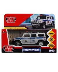 Машина металл "hummer h2 полиция" 12см, откр.двери, инерц, серебристый в кор. Технопарк в кор.2*36шт
