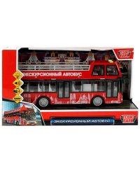 Машина пластик свет-звук ЭКСКУРСИОННЫЙ АВТОБУС 29см, инерц., двер., кор. Технопарк в кор.24шт