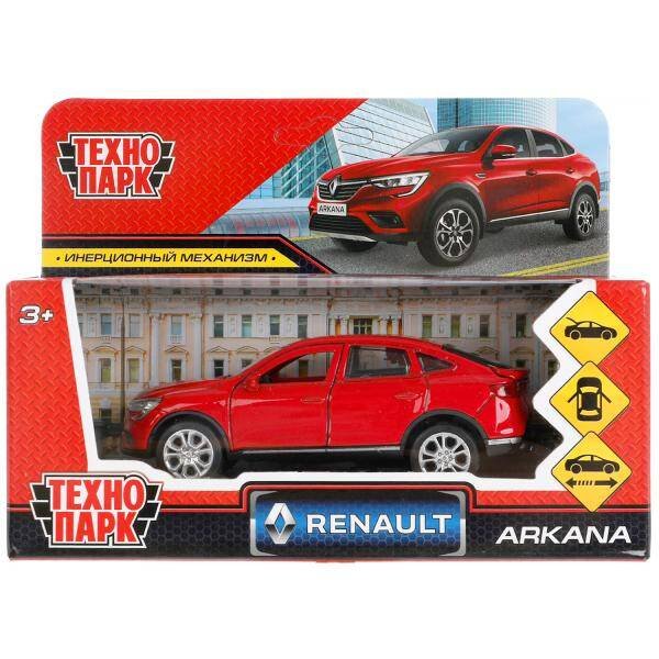Машина металл RENAULT ARKANA дл 12 см, откр дв, багаж, инер, красный, в кор. Технопарк в кор.2*36шт