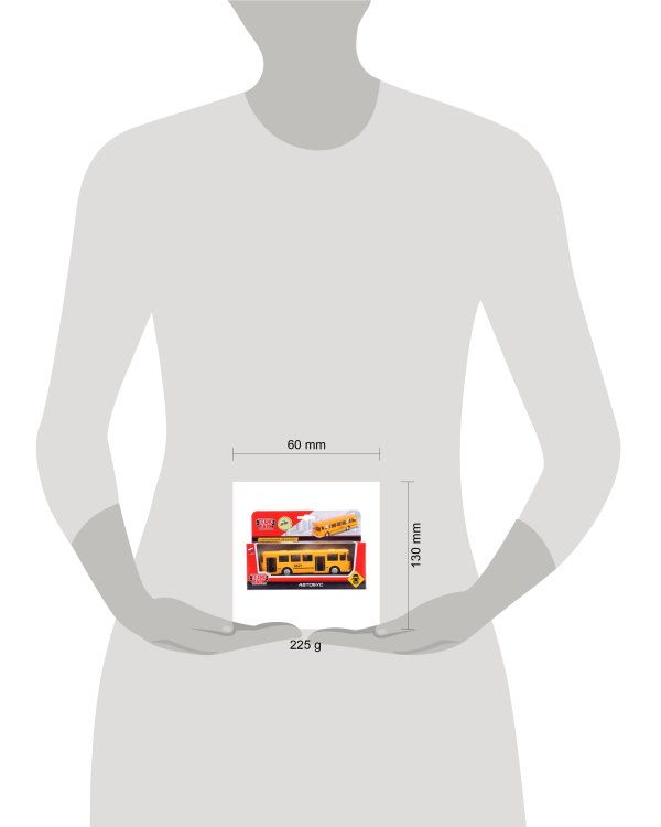 АВТОБУС "ТЕХНОПАРК" МЕТАЛЛ. ИНЕРЦ. 15СМ, ОТКРЫВ. ДВЕРИ В РУСС. КОР. в кор.2*24шт