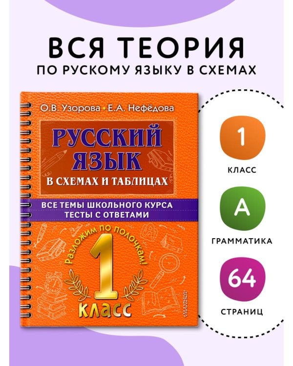 Дополнительное изображение книги «Русский язык в схемах и таблицах. Все темы школьного курса 1 класса с тестами.»
