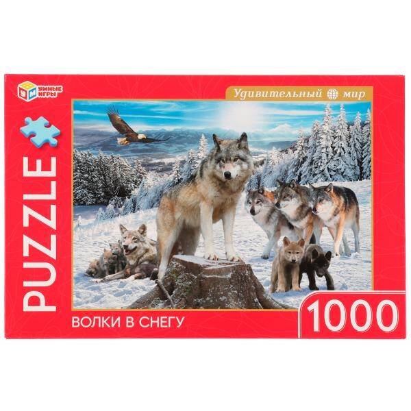 Волки в снегу. Пазлы классические в коробке. Пазл 1000 деталей. Умные игры в кор.10шт