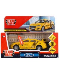 Машина металл свет-звук FORD MONDEO ТАКСИ 12 cm, двери, багаж, инерц, кор. Технопарк в кор.2*36шт