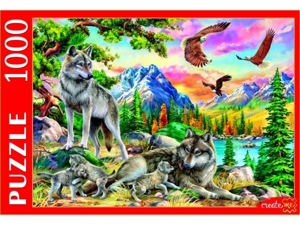 ЖИВОТНЫЕ (Рыжий Кот) ПАЗЛЫ 1000 элементов. Ф1000-0751 ВОЛКИ И ОРЛЫ