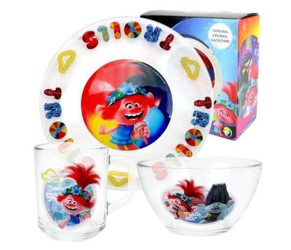 Набор «Тролли 2» Серия Поп, (3 предмета, подарочная упаковка), спецсерия, стекло