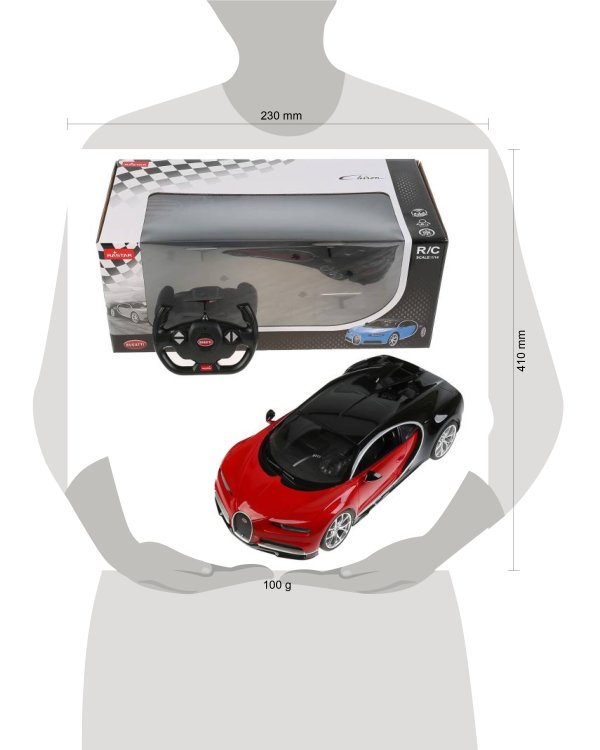 МАШИНА Р/У RASTAR BUGATTI CHIRON 1:14 СО СВЕТОМ, ЦВЕТ В АССОРТ. В КОР. в кор.6шт