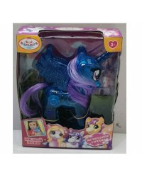 Единорог 10 см пластиковый прозрачный, голубой, светится КАРАПУЗ в кор.2*216шт