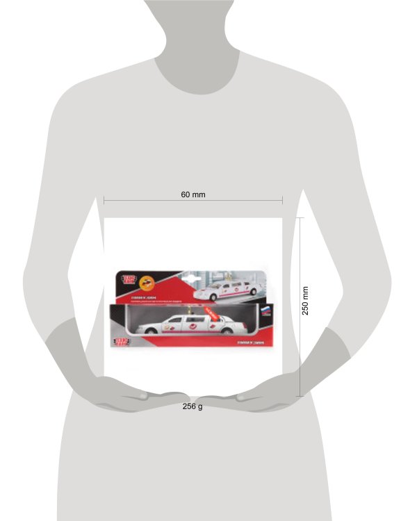 МАШИНА "ТЕХНОПАРК" МЕТАЛЛ. ИНЕРЦ. СВАДЕБНЫЙ ЛИМУЗИН, СВЕТ+ЗВУК В РУСС. КОР. в кор.2*24шт