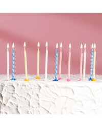 Свечи для торта «Спираль», 5 см, набор: 24 шт и 12 подставок 1670209
