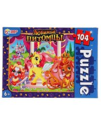 Любимые питомцы.  Пазлы классические в коробке.  Пазл 104 детали. Умные игры в кор.24шт